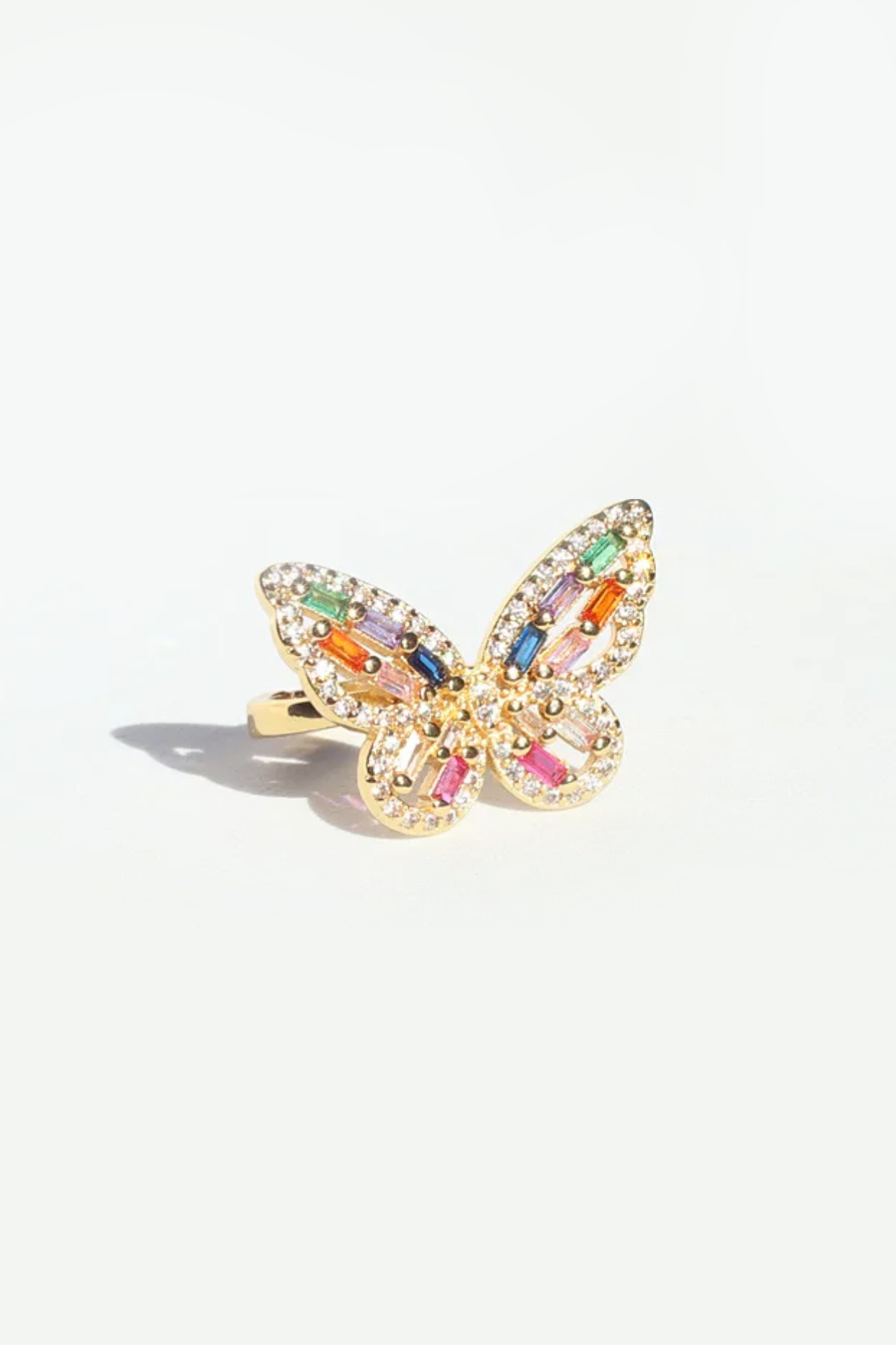 Gold Plated Multi-Colored Zircon Butterfly Ring by Peachy Accessories at Pernia's Pop Up Shop
