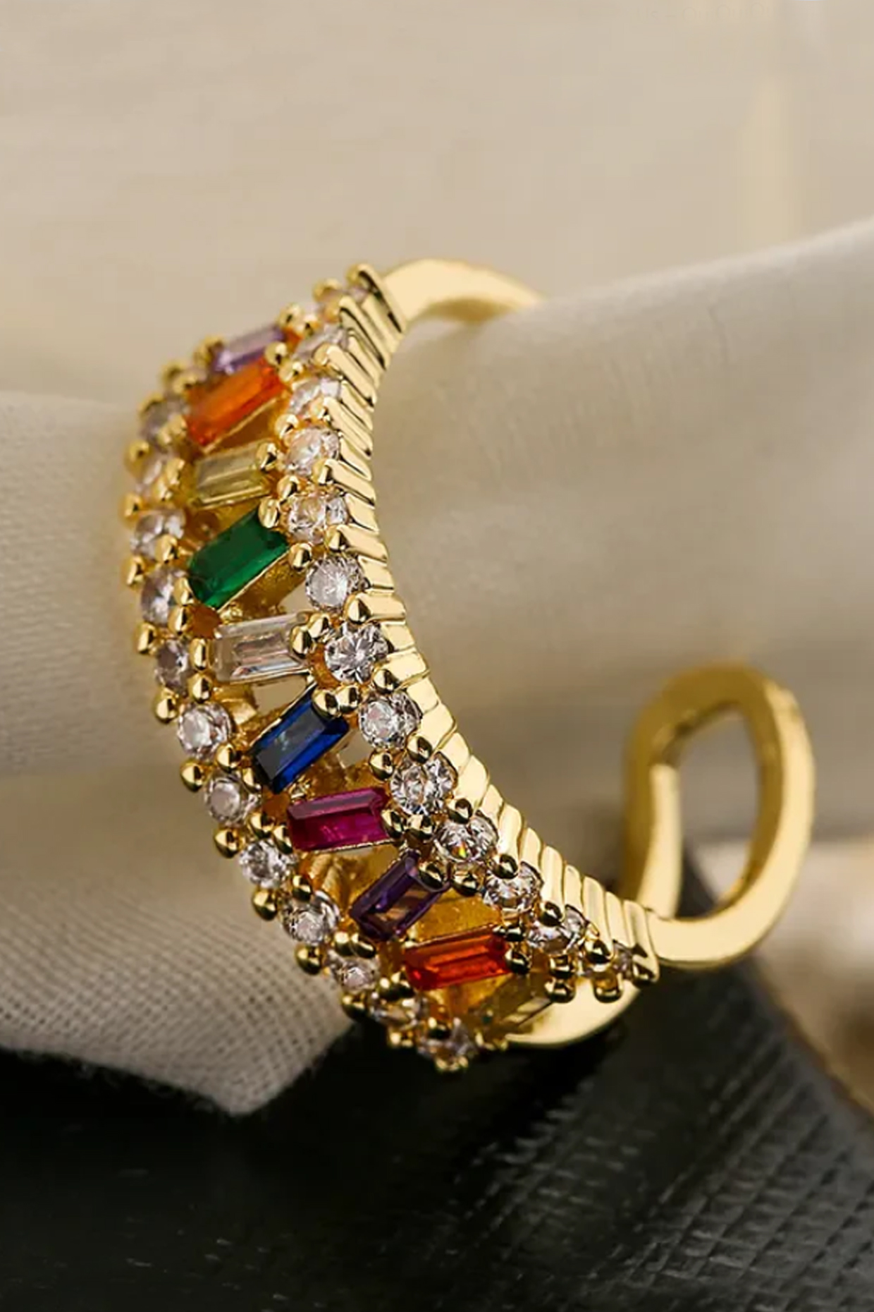 Gold Plated Multi-Colored Zircon Ring by Peachy Accessories at Pernia's Pop Up Shop