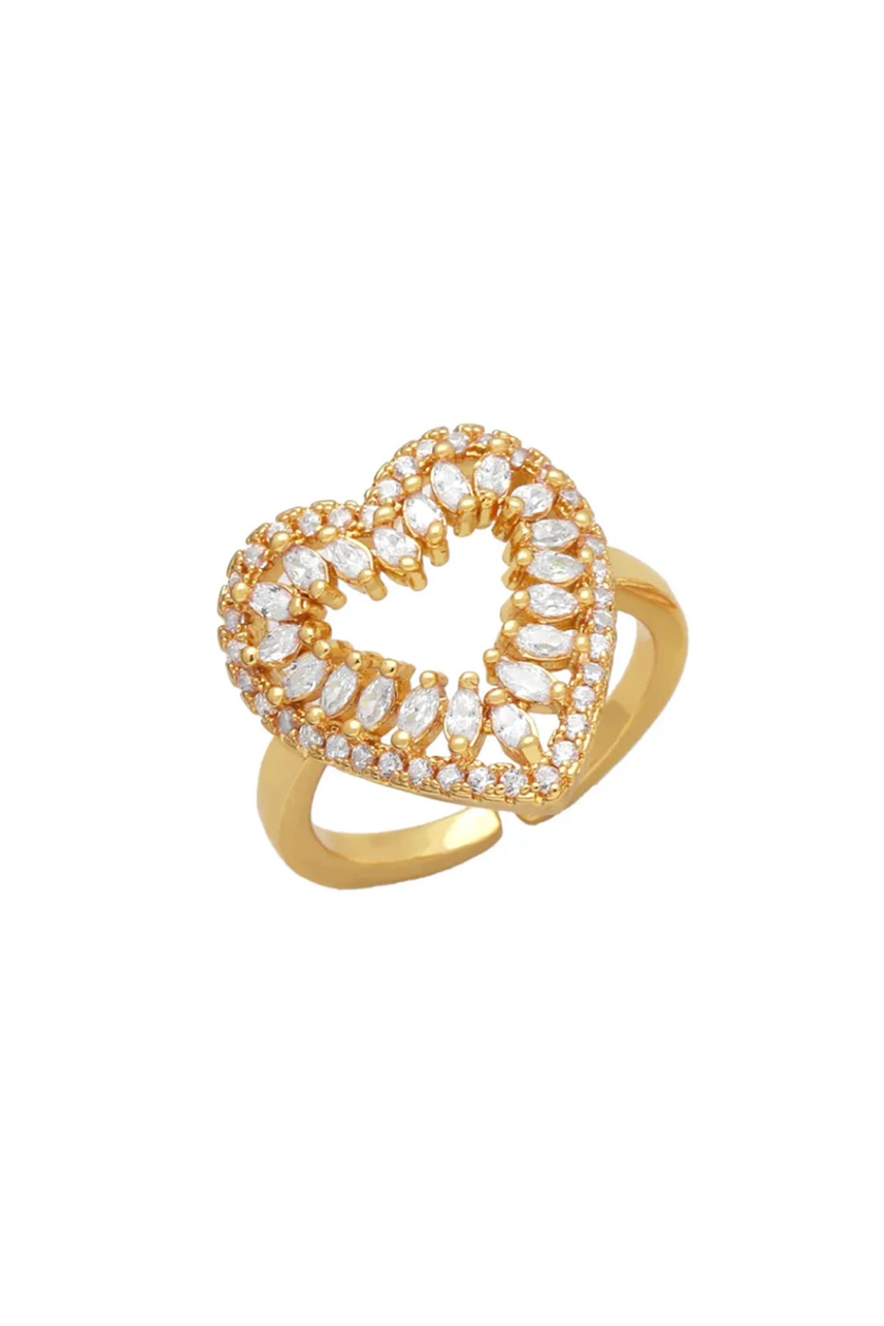 Gold Plated Zircon Heart Ring by Peachy Accessories at Pernia's Pop Up Shop