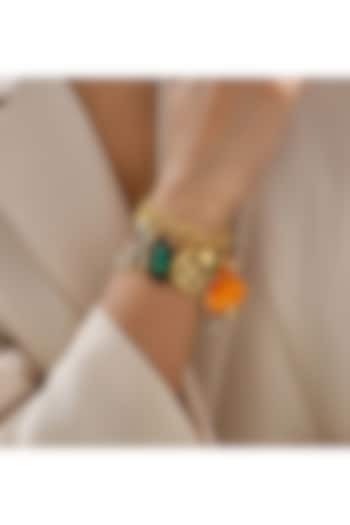 Gold Plated Chunky Heart Shaped Rhinestone Bracelet by Peachy Accessories at Pernia's Pop Up Shop