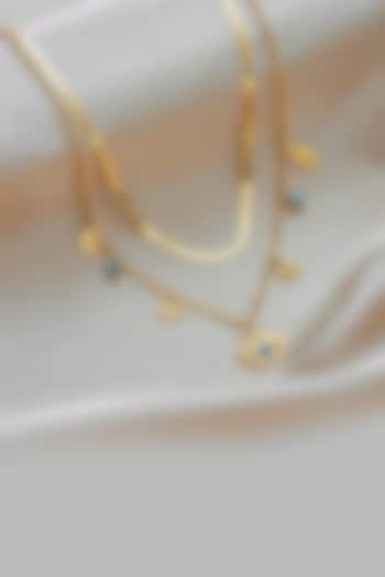 Gold Plated Evil Eye Snake Chain Layered Necklace by Peachy Accessories at Pernia's Pop Up Shop
