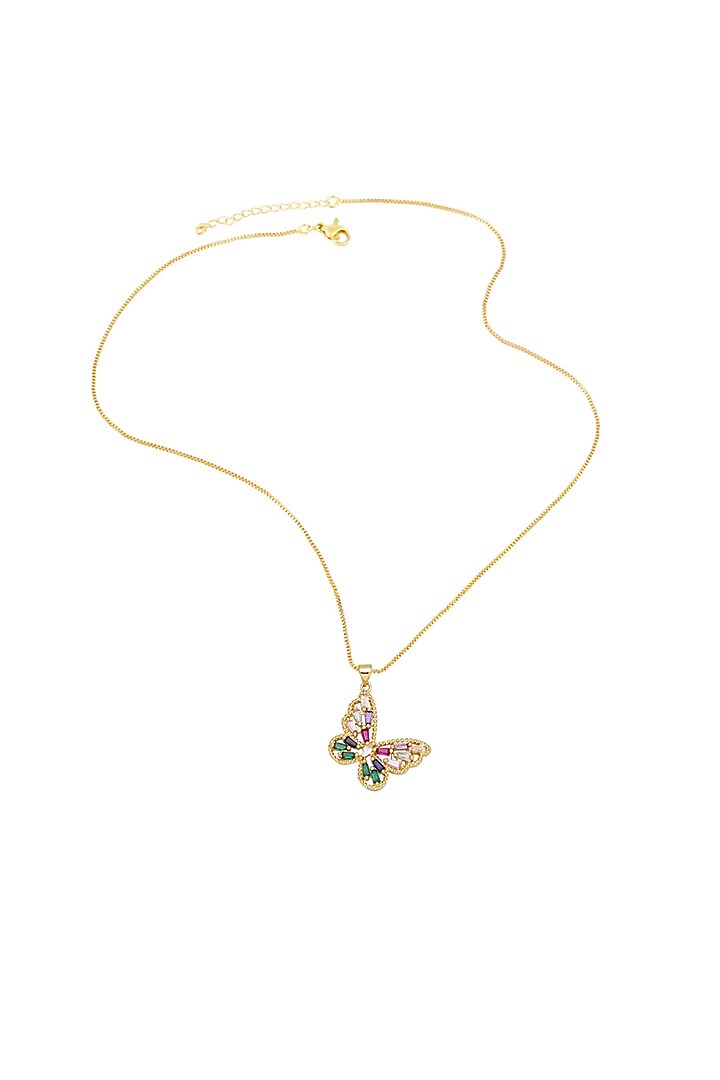 Gold Plated Multi-Colored Zircon Butterfly Necklace by Peachy Accessories at Pernia's Pop Up Shop