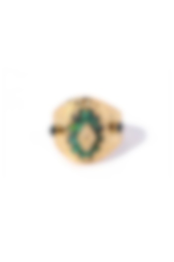 Gold Plated Natural Green Stone Ring by Peachy Accessories at Pernia's Pop Up Shop
