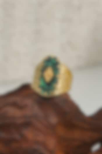 Gold Plated Natural Green Stone Ring by Peachy Accessories at Pernia's Pop Up Shop