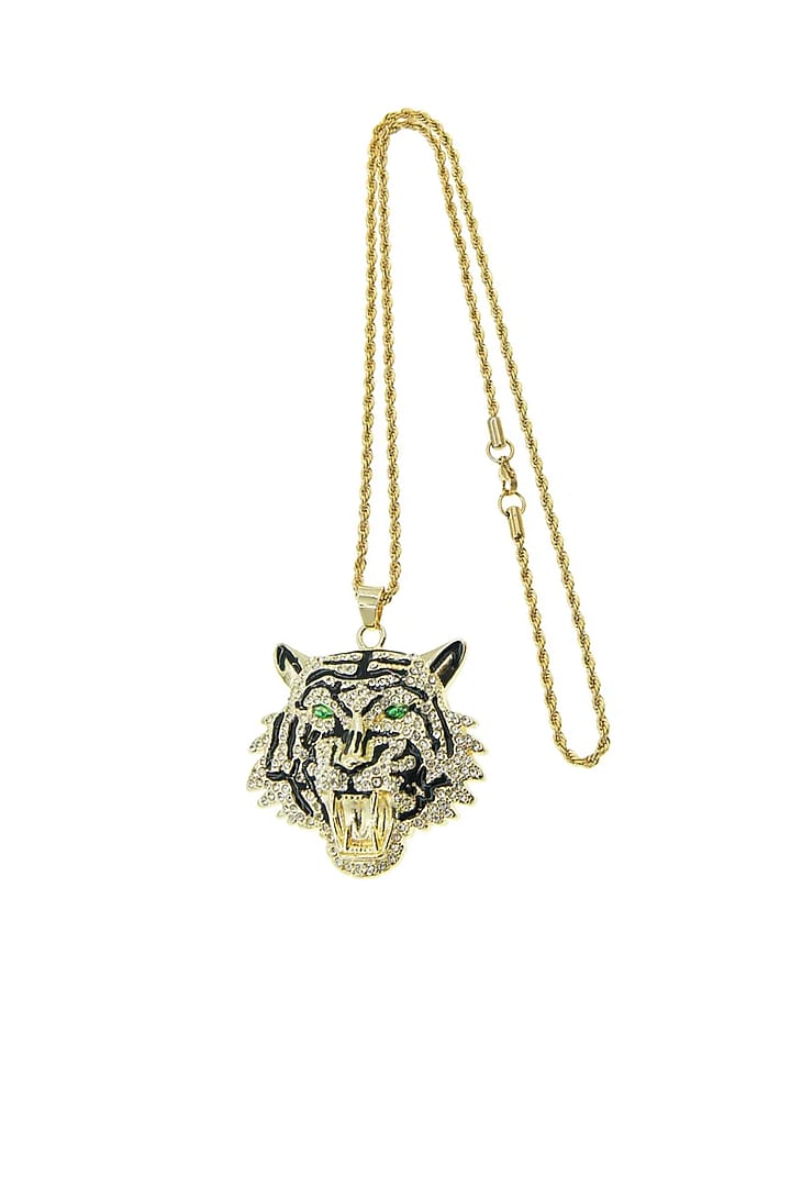 Gold Plated Multi-Colored Diamond Tiger Necklace by Peachy Accessories at Pernia's Pop Up Shop