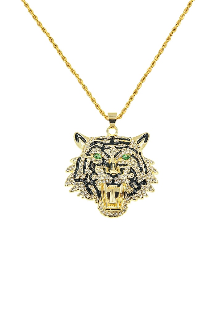 Gold Plated Multi-Colored Diamond Tiger Necklace by Peachy Accessories at Pernia's Pop Up Shop