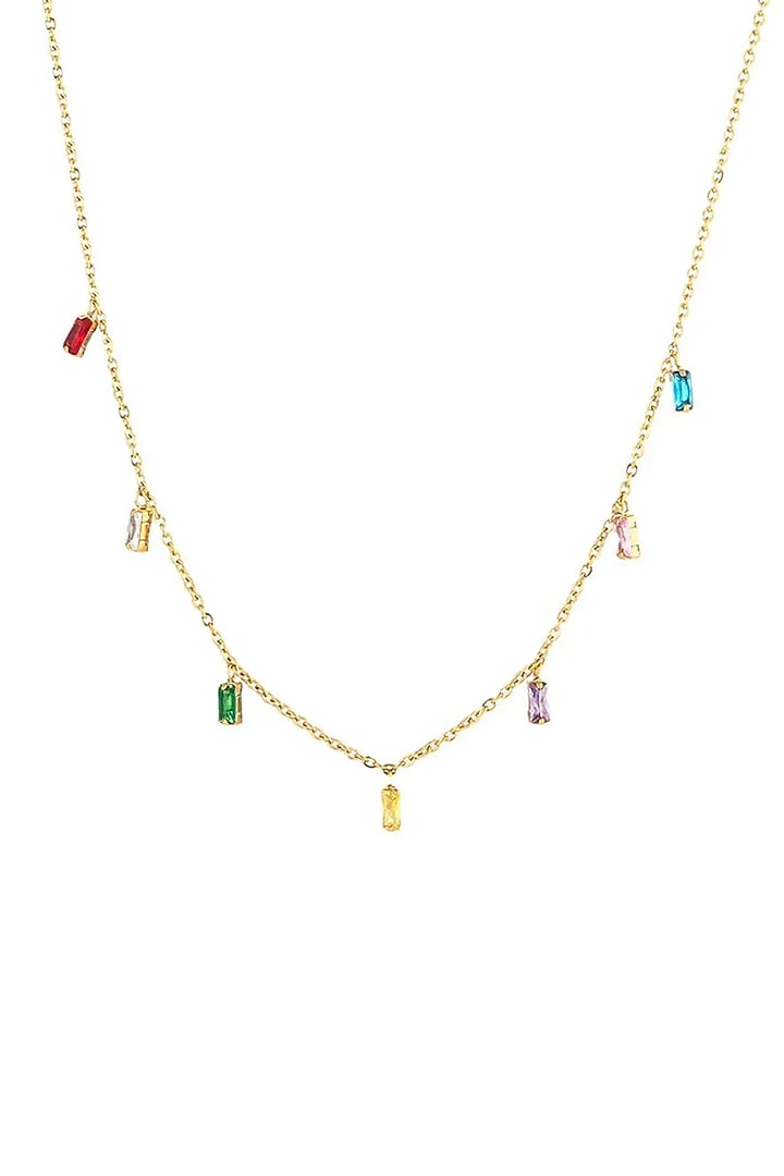 Gold Plated Multi-Colored Zircon Necklace by Peachy Accessories at Pernia's Pop Up Shop