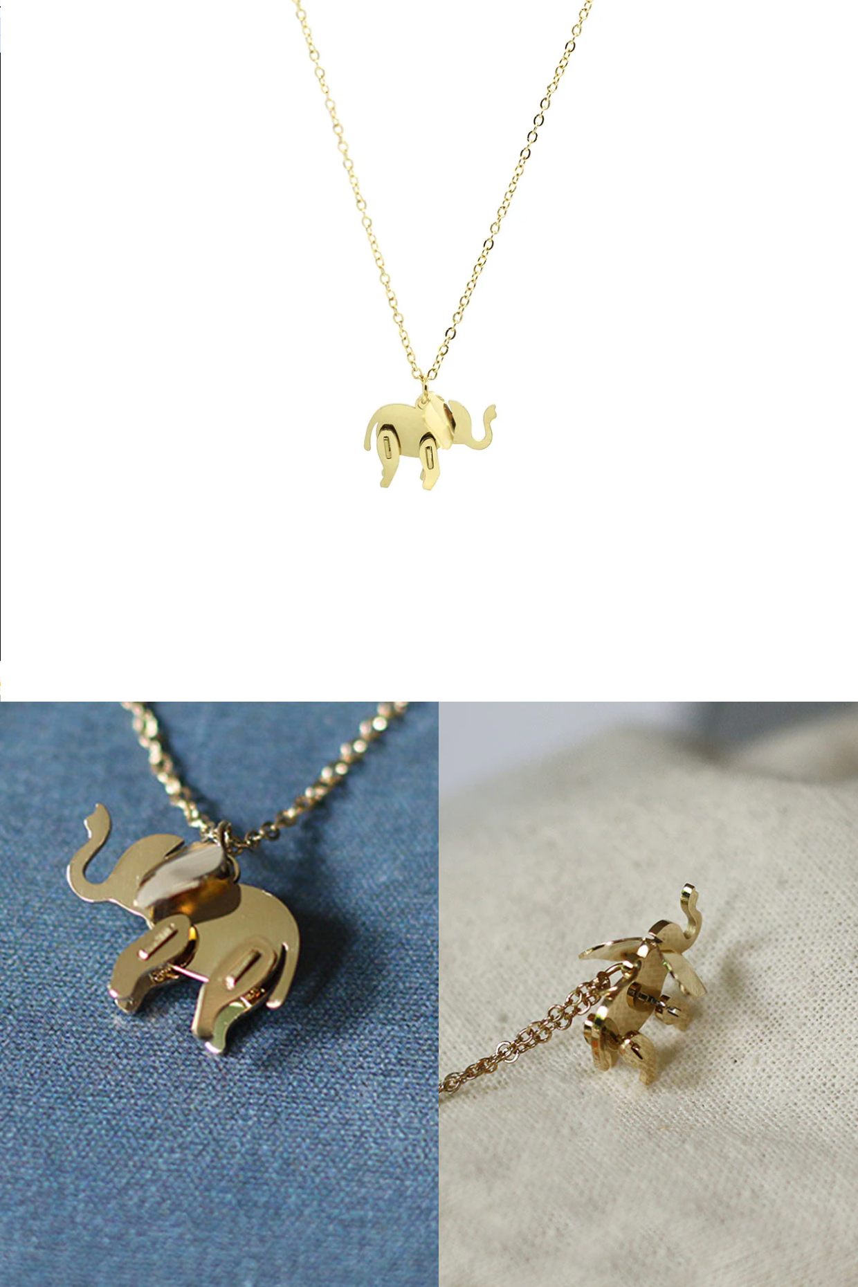 Gold Plated Mini Elephant Necklace by Peachy Accessories at Pernia s Pop Up Shop 2024