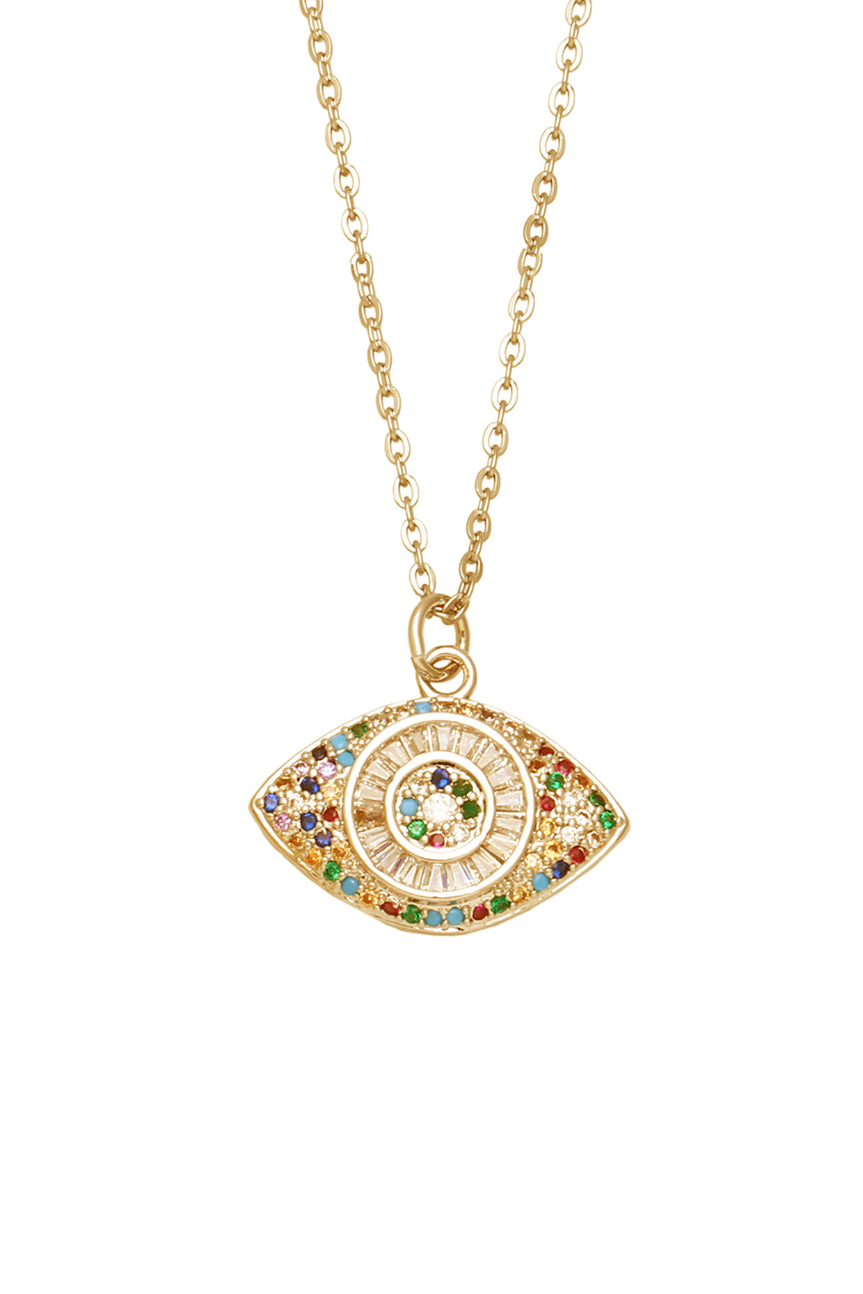 Gold Plated Zircon Evil Eye Necklace by Peachy Accessories at Pernia's Pop Up Shop