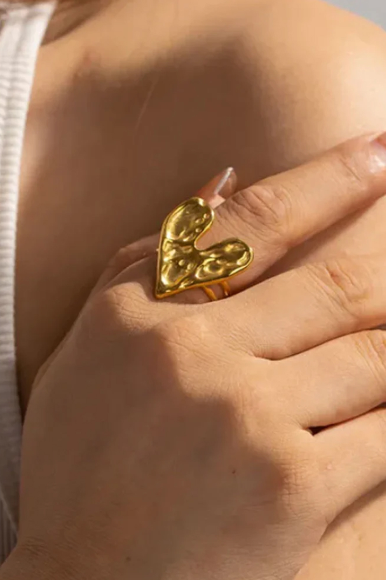 Gold Plated Chunky Heart Ring by Peachy Accessories at Pernia's Pop Up Shop