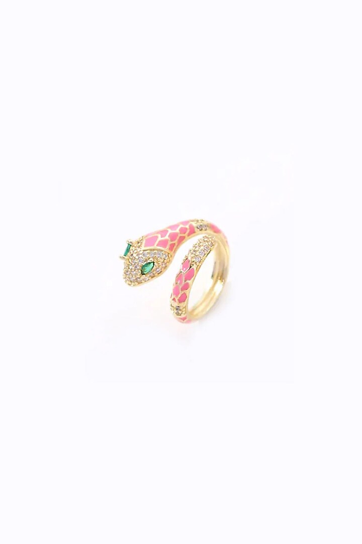 Gold Plated Pink Serpent Snake Ring by Peachy Accessories at Pernia's Pop Up Shop