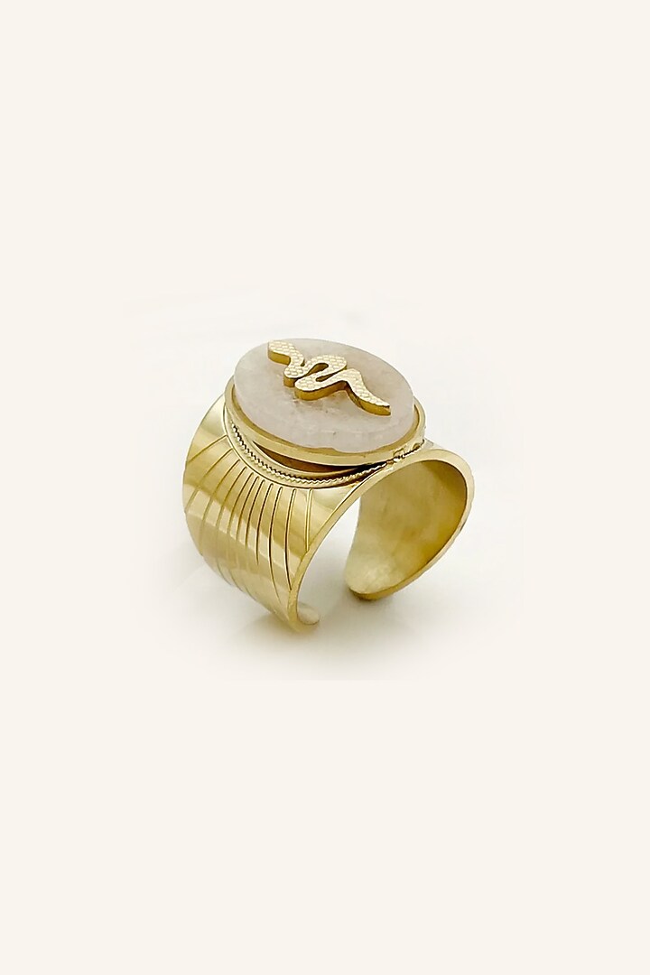 Gold Plated Natural Stone Serpent Snake Ring by Peachy Accessories at Pernia's Pop Up Shop