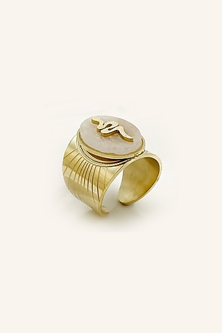 Gold Plated Natural Stone Serpent Snake Ring by Peachy Accessories