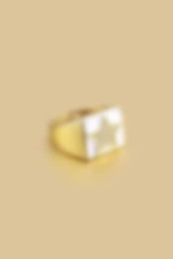 Gold Finish Zircon Enameled Ring by Peachy Accessories at Pernia's Pop Up Shop