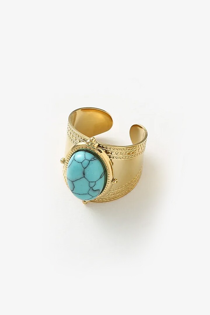 Gold Plated Turquoise Stone Ring by Peachy Accessories at Pernia's Pop Up Shop