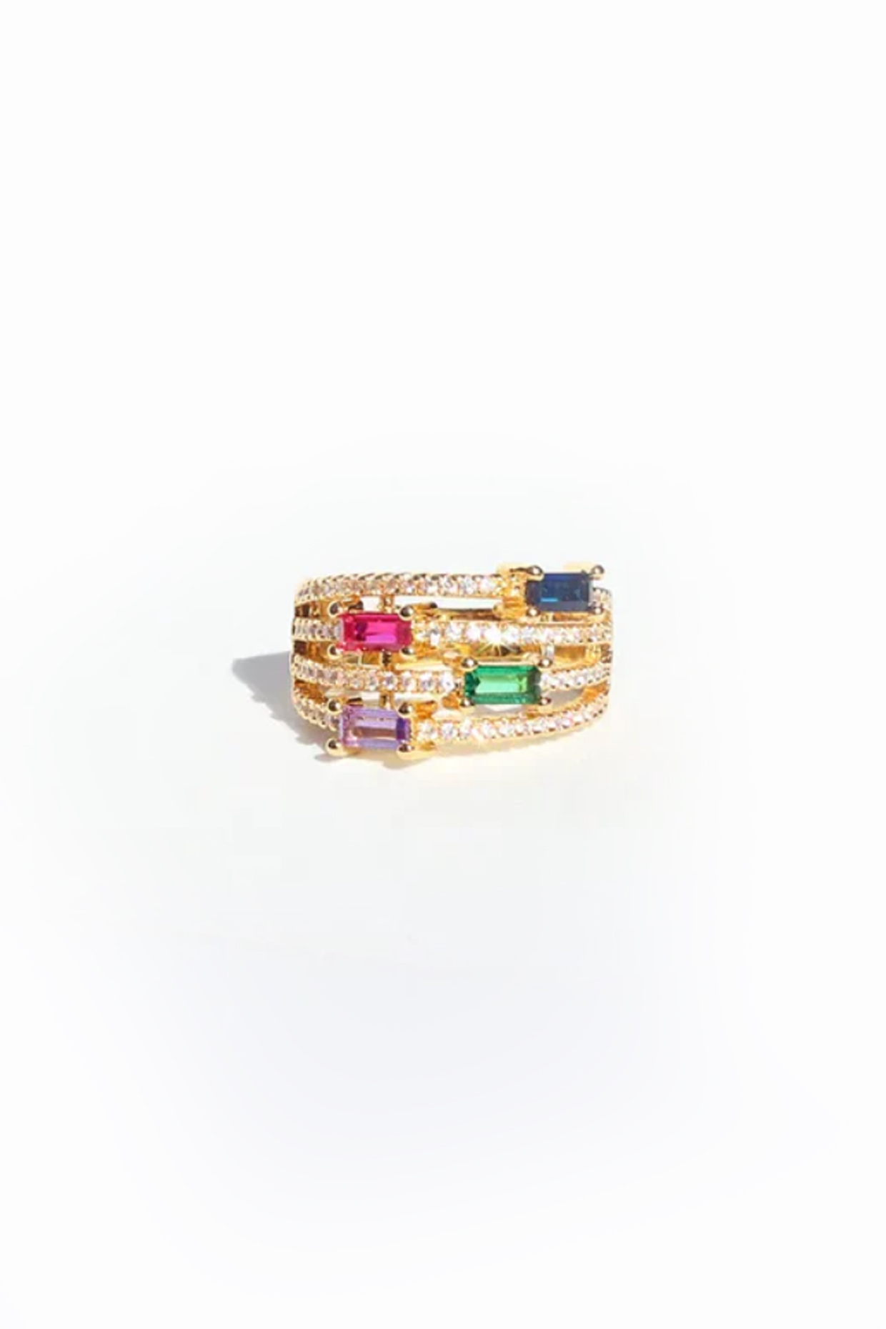 Gold Plated Multi-Colored Zircon Ring by Peachy Accessories at Pernia's Pop Up Shop