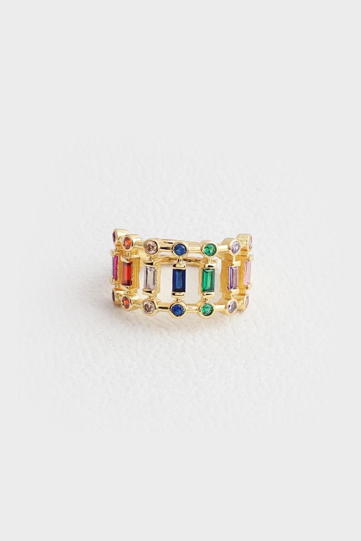 Gold Plated Multi-Colored Zircon Ring by Peachy Accessories at Pernia's Pop Up Shop