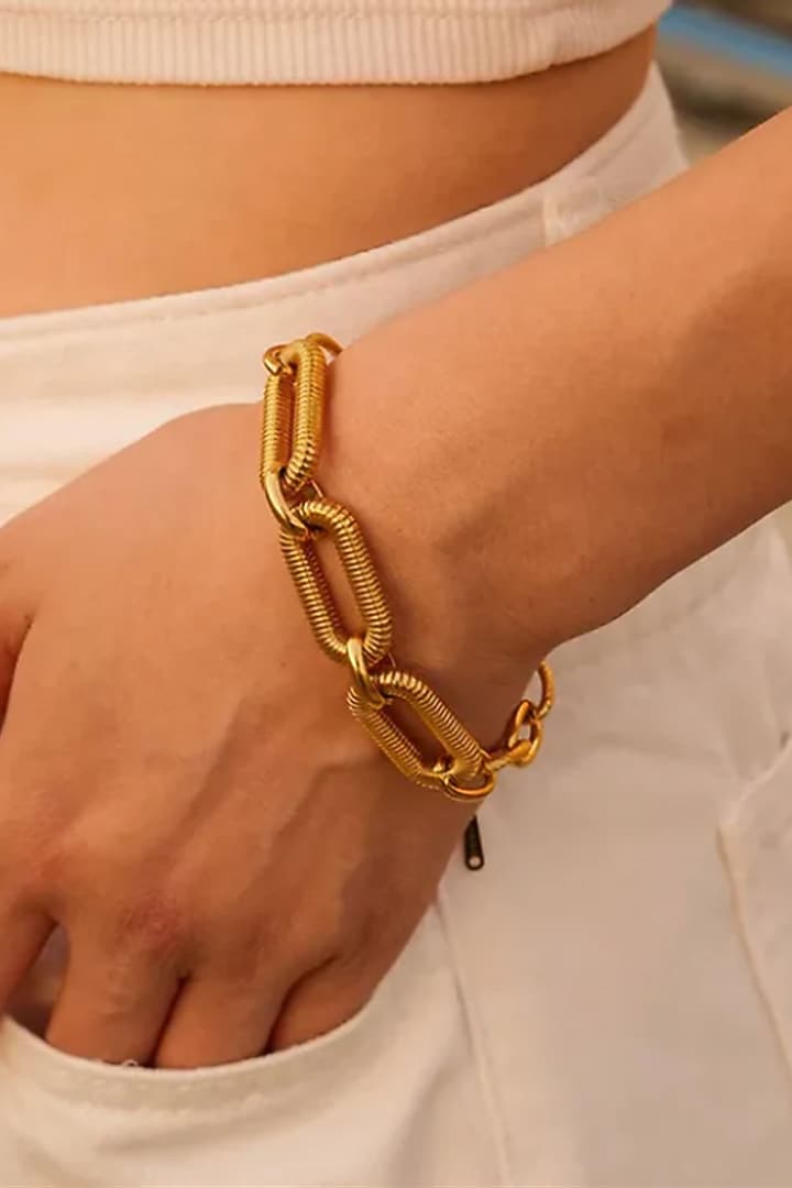 Gold Plated Chunky Chain Bracelet by Peachy Accessories at Pernia's Pop Up Shop
