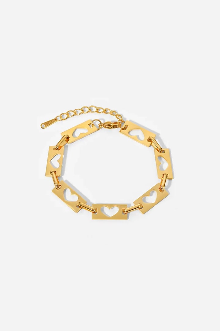 Gold Plated Chunky Heart Bracelet by Peachy Accessories at Pernia's Pop Up Shop