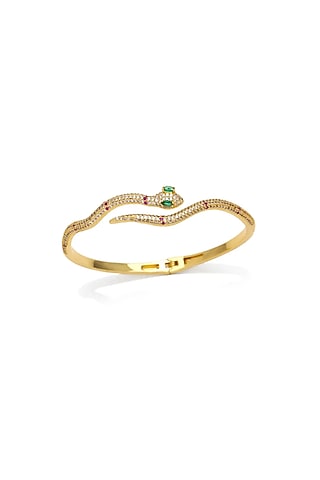Gold Plated Green Zircon Serpent Snake Bangle by Peachy Accessories