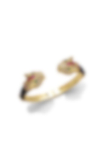 Gold Plated Multi-Colored Zircon Panther Bangle by Peachy Accessories at Pernia's Pop Up Shop