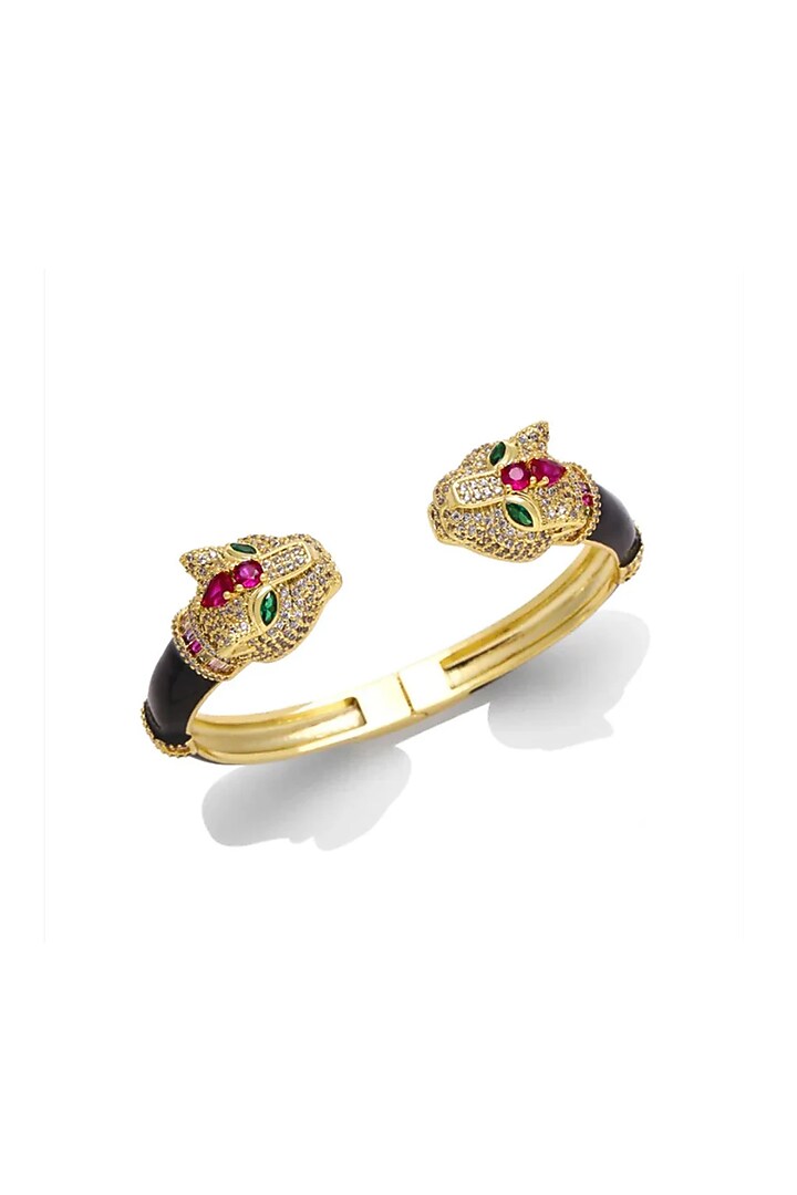 Gold Plated Multi-Colored Zircon Panther Bangle by Peachy Accessories at Pernia's Pop Up Shop