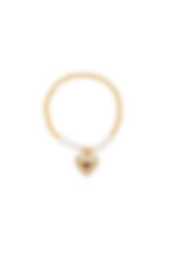 Gold Plated Heart Shaped Pearl Bracelet by Peachy Accessories at Pernia's Pop Up Shop