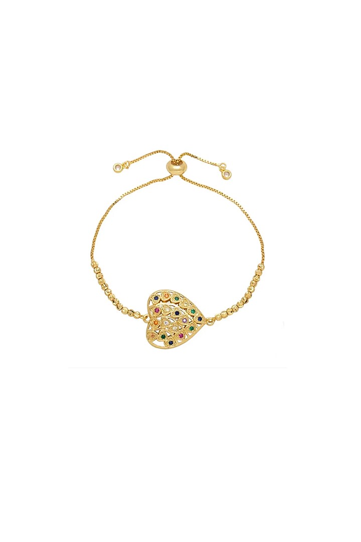 Gold Plated Mult-Colored Zircon Heart Bracelet by Peachy Accessories at Pernia's Pop Up Shop