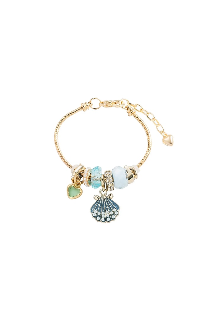 Gold Plated Heart And Shell Rhinestone Beach Bracelet
 by Peachy Accessories at Pernia's Pop Up Shop