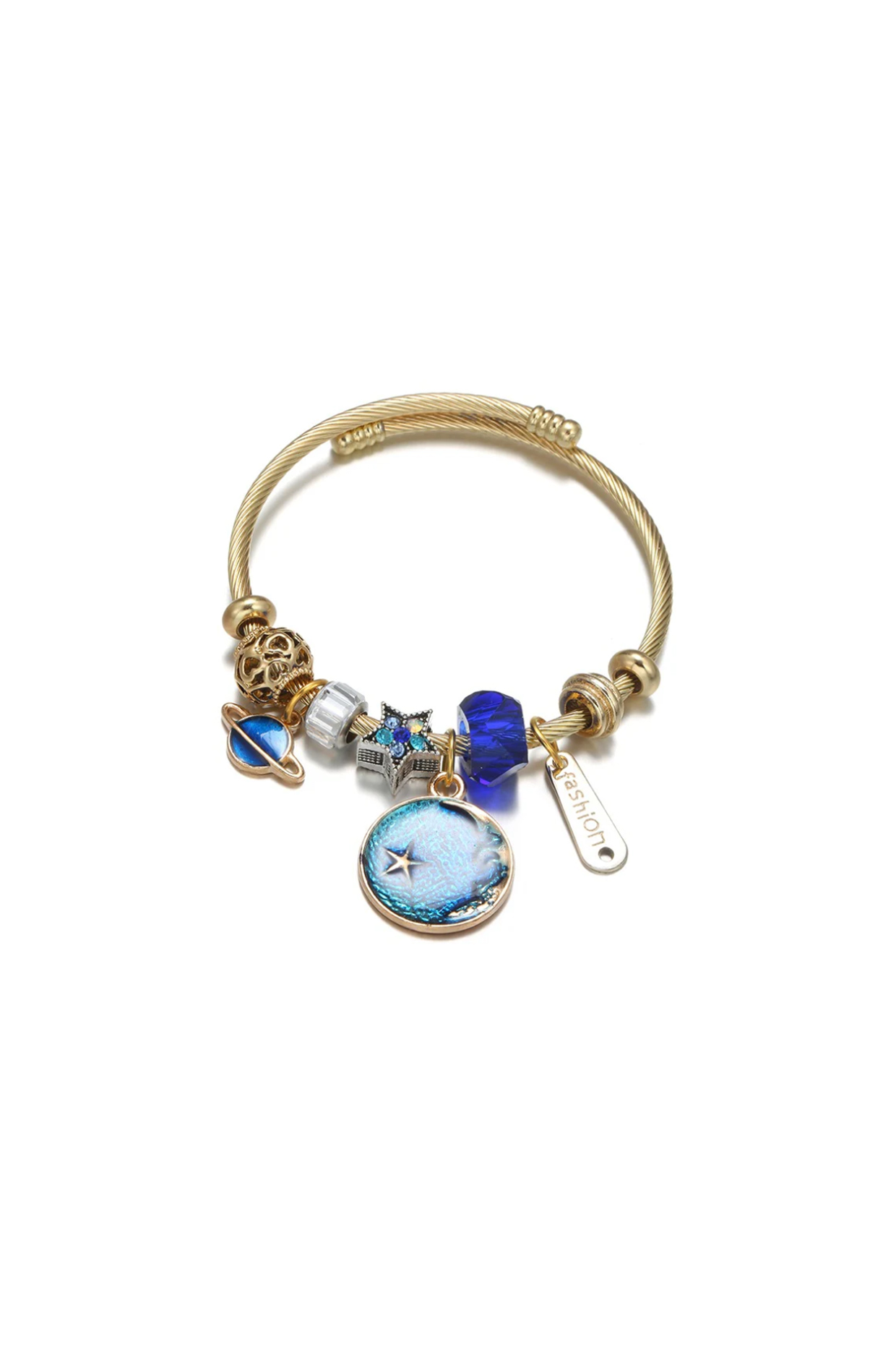Gold Plated Planet Moon Star Charm Bracelet by Peachy Accessories at Pernia s Pop Up Shop 2024