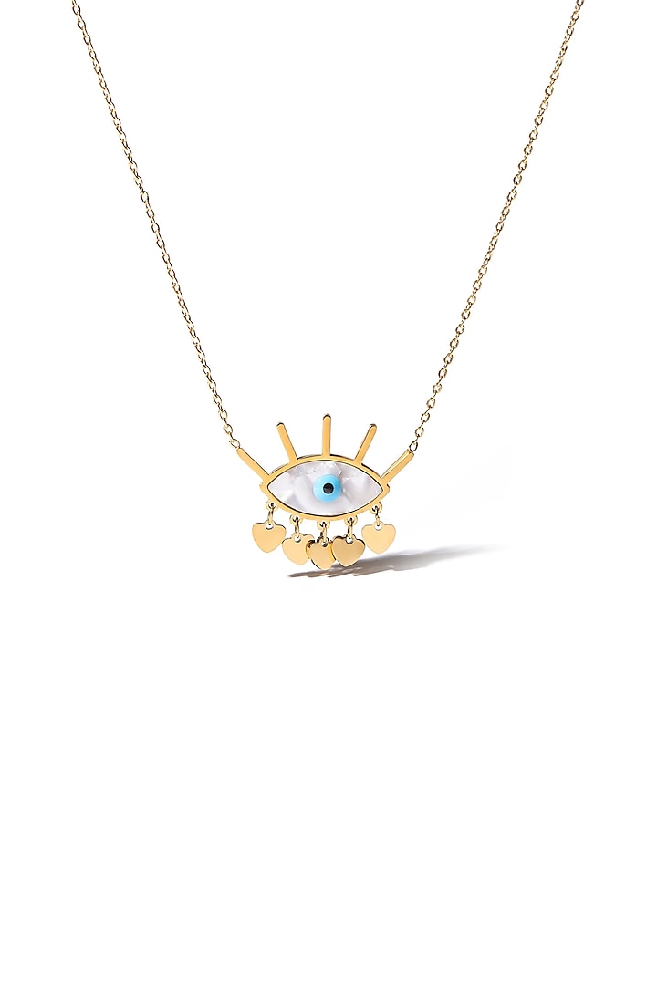 Gold Plated Evil Eye Heart Tassel Necklace
 by Peachy Accessories at Pernia's Pop Up Shop