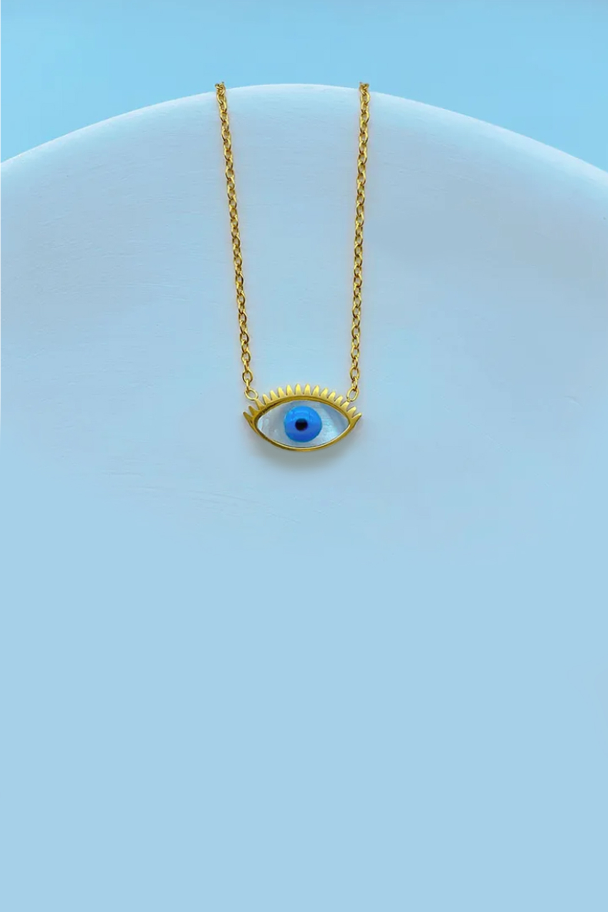 Gold Plated Mini Evil Eye Necklace by Peachy Accessories at Pernia's Pop Up Shop