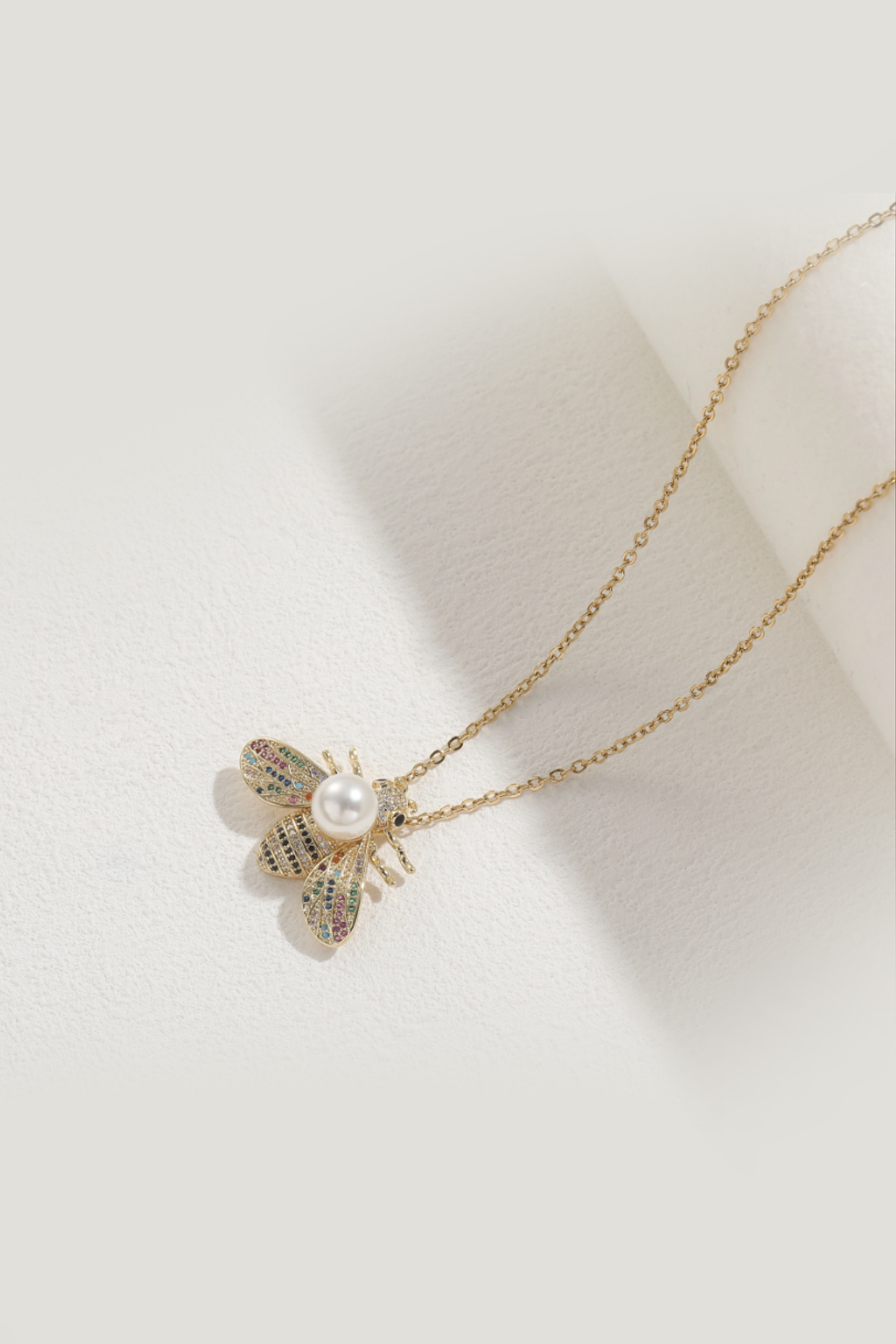 Gold Plated Multi-Colored Zircon Bee Necklace
 by Peachy Accessories at Pernia's Pop Up Shop