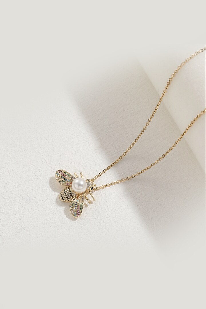 Gold Plated Multi-Colored Zircon Bee Necklace
 by Peachy Accessories at Pernia's Pop Up Shop