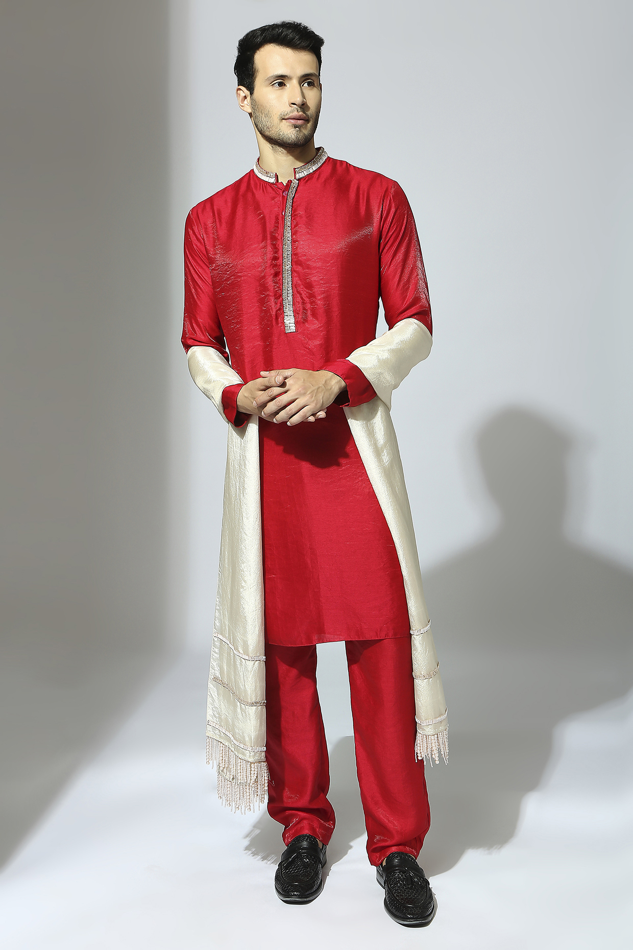 Buy Dark Red Kurta Pajama for men Online from Indian Designers 2024