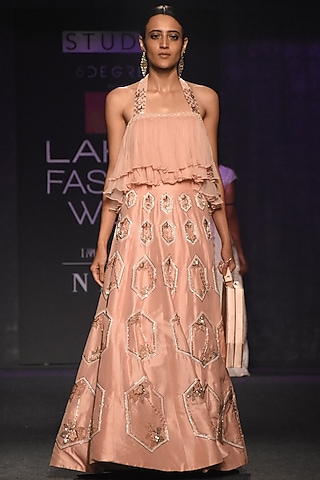 Rose Pink Embroidered Lehenga Skirt With Blouse by MASUMI MEWAWALLA