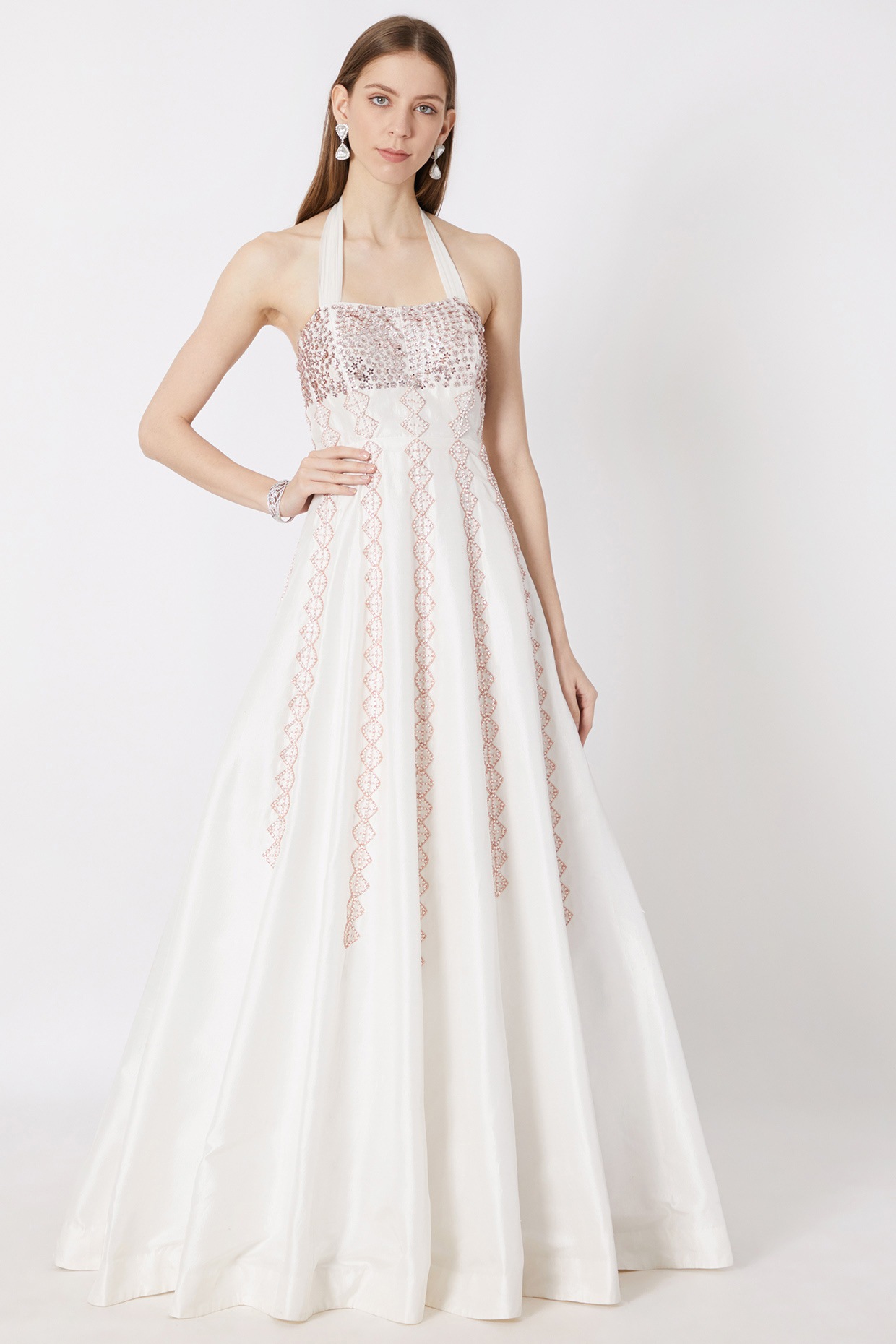 white embroidered anarkali