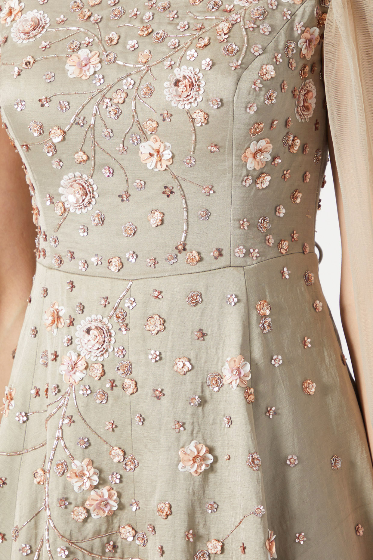 embroidered net dress