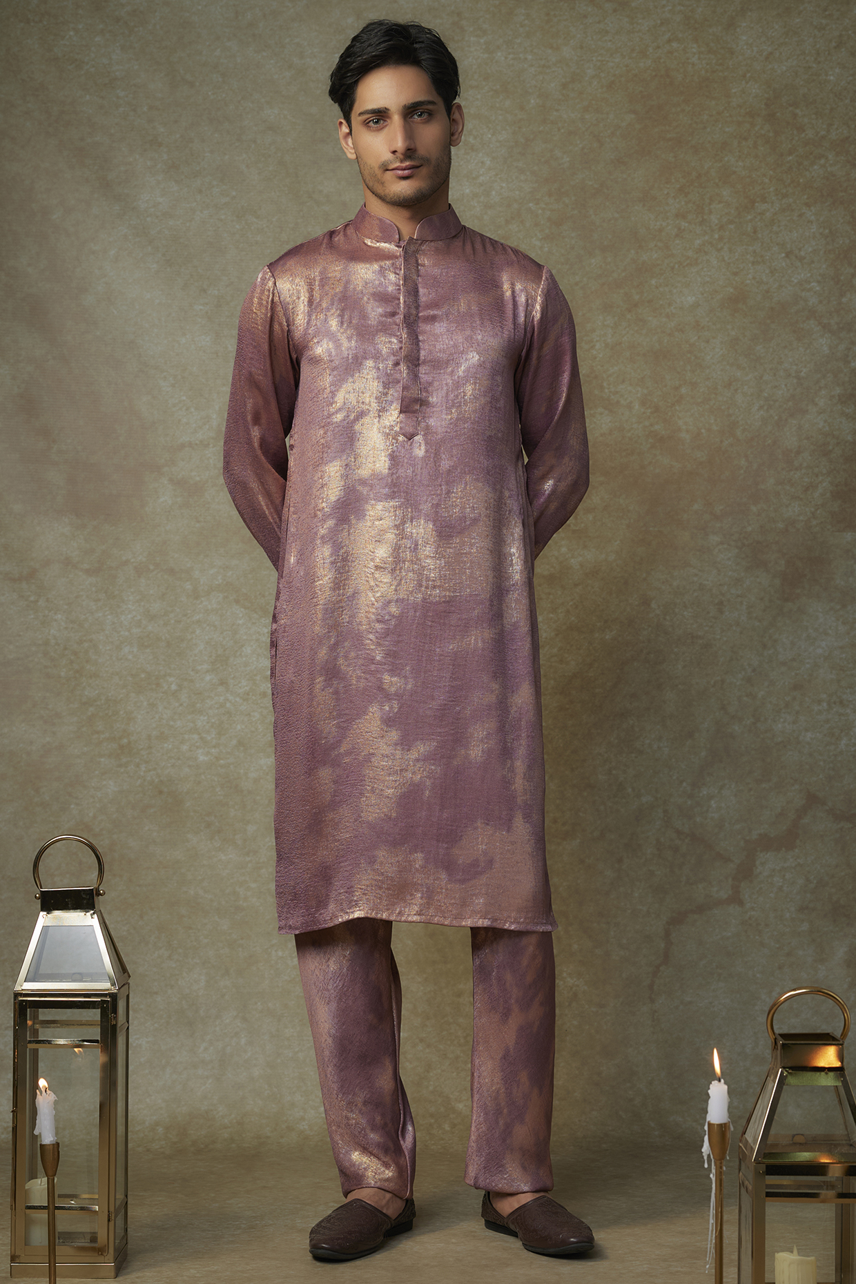 Wine Foil Kurta Set by MASUMI MEWAWALLA MEN at Pernia's Pop Up Shop
