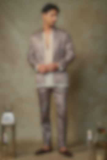 Olive Green Viscose Indo-Western Set by MASUMI MEWAWALLA MEN