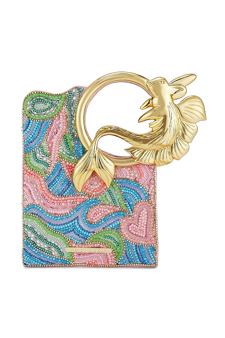 Multi-Colored Satin Crystal & Sequins Embroidered Mini Tote by Papa don't preach by Shubhika Accessories at Pernia's Pop Up Shop