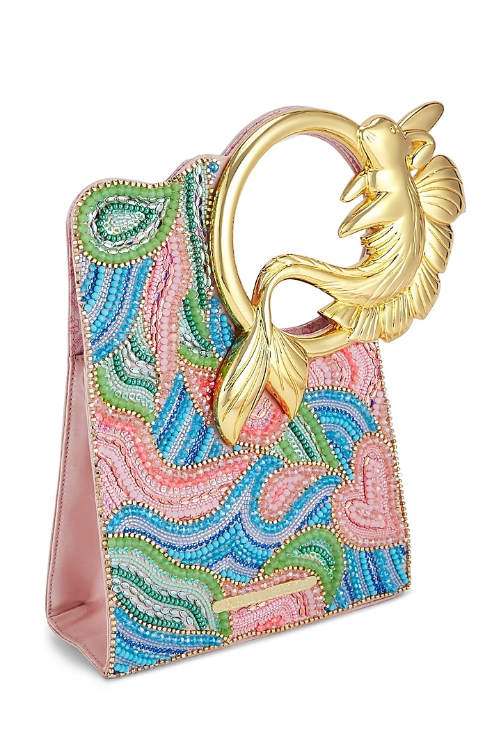 Multi-Colored Satin Crystal & Sequins Embroidered Mini Tote by Papa don't preach by Shubhika Accessories at Pernia's Pop Up Shop