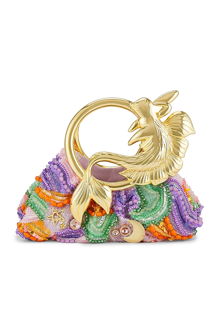 Multi-Colored Tulle Crystal Embellished Handbag by Papa don't preach by Shubhika Accessories at Pernia's Pop Up Shop