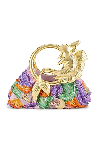 Multi-Colored Tulle Crystal Embellished Handbag by Papa don't preach by Shubhika Accessories