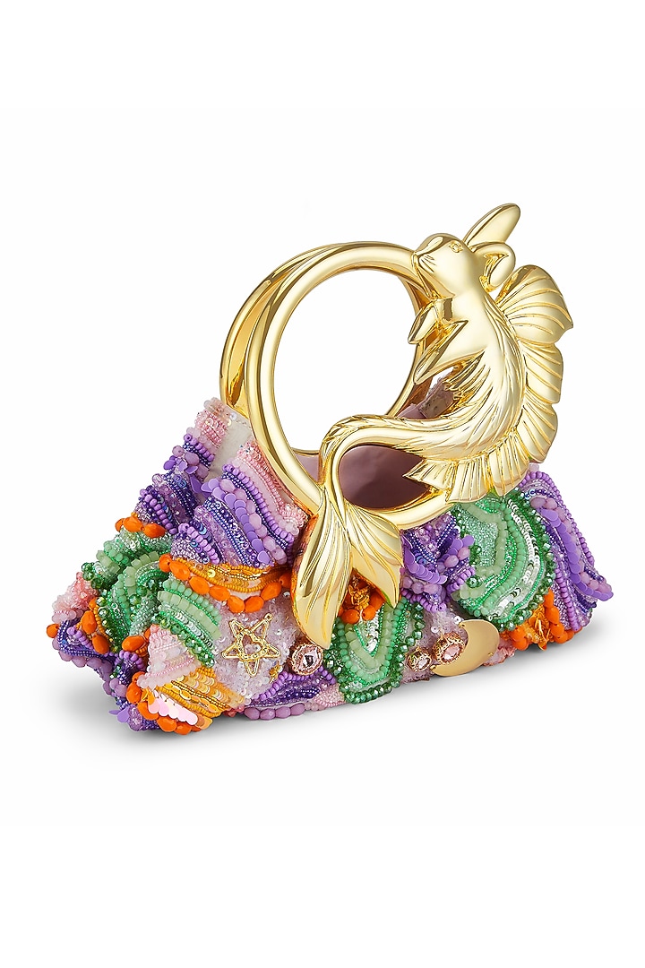 Multi-Colored Tulle Crystal Embellished Handbag by Papa don't preach by Shubhika Accessories at Pernia's Pop Up Shop