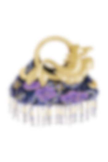 Blue Tulle Crystal & Sequins Embellished Handbag by Papa don't preach by Shubhika Accessories at Pernia's Pop Up Shop