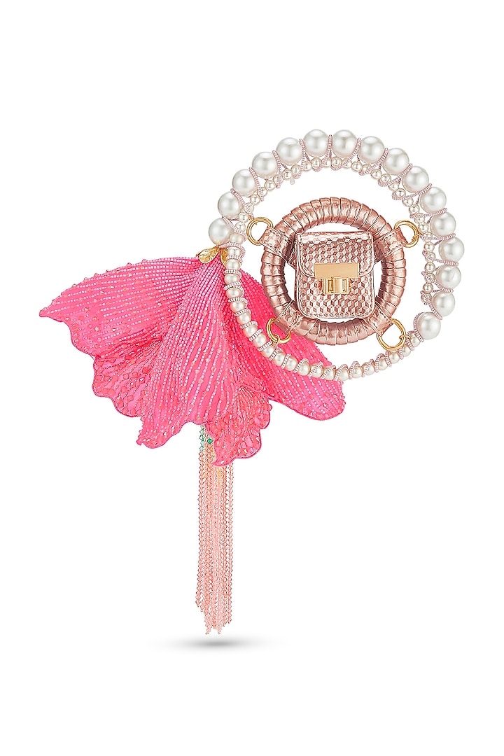 Rose Gold Faux Leather Pearl Mini Bag by Papa don't preach by Shubhika Accessories at Pernia's Pop Up Shop