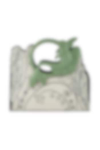 Black & Cream Faux Leather Cutdana Embroidered Handbag by Papa don't preach by Shubhika Accessories at Pernia's Pop Up Shop