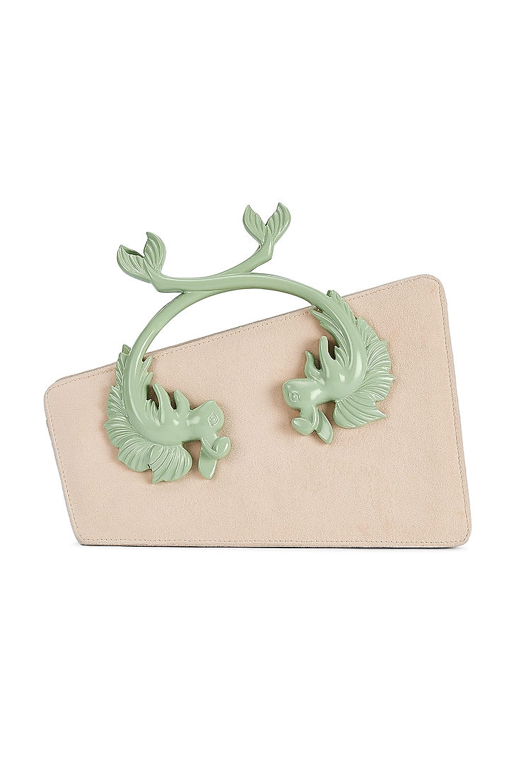 Cream Faux Leather Crystal Work Handbag by Papa don't preach by Shubhika Accessories at Pernia's Pop Up Shop