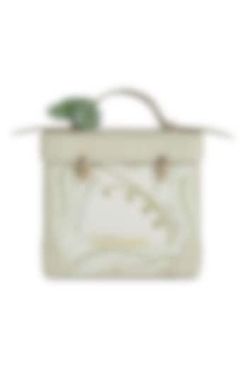 Green Faux Leather Glass Beads Embroidered Structured Handbag by Papa don't preach by Shubhika Accessories at Pernia's Pop Up Shop